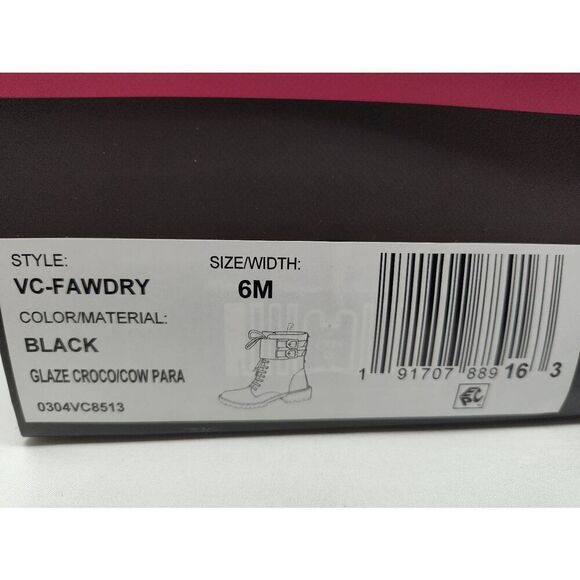 VINCE CAMUTO WOMENS FAWDRY DOUBLE BUCKLE C BLACK GLAZED CROC MOTO BOOTS NIB 6M - Picture 13 of 13